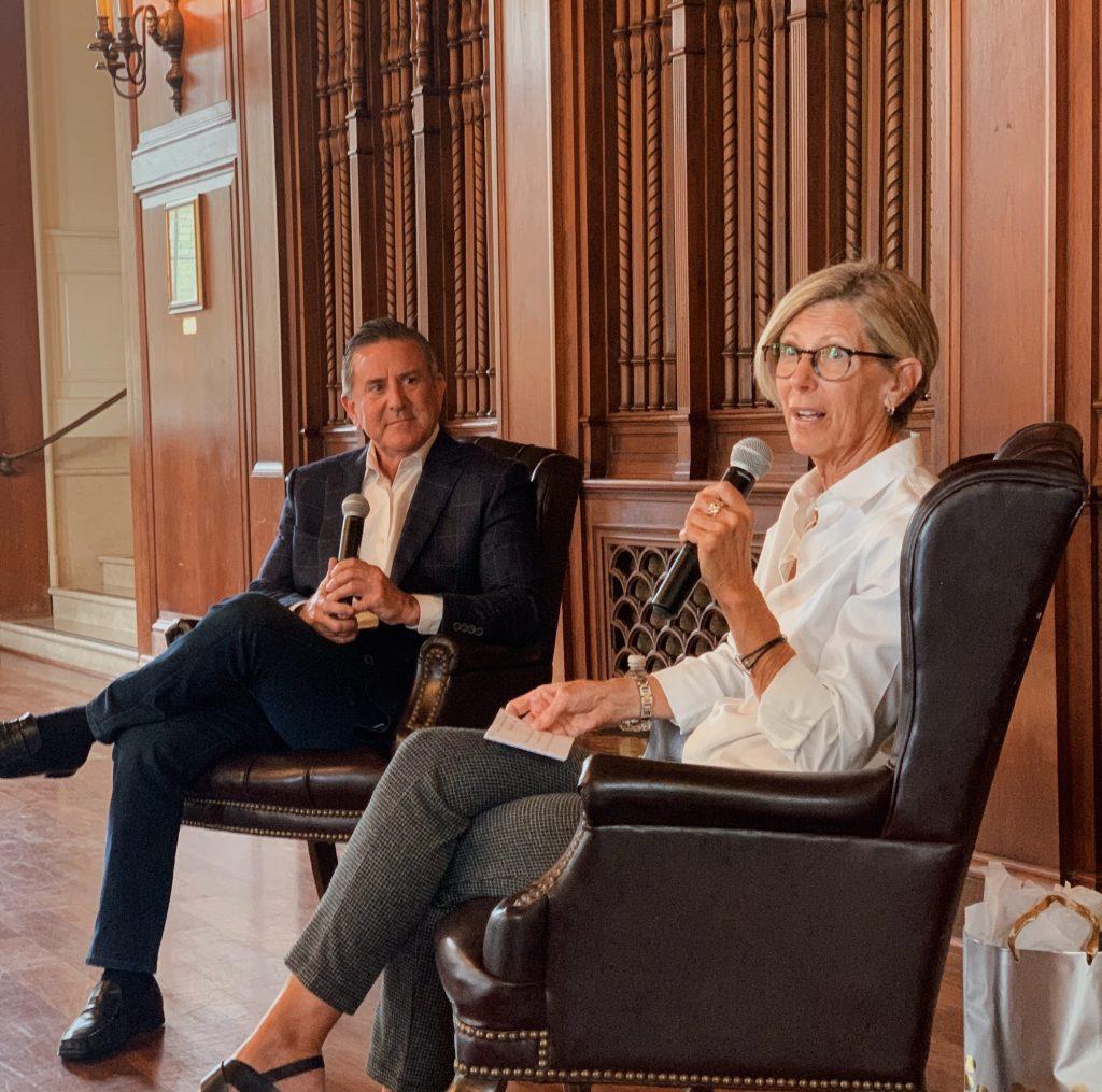 Patricia Courtois, coordinator of New College’s Certificate in Leadership initiative, with Target CEO Brian Cornell